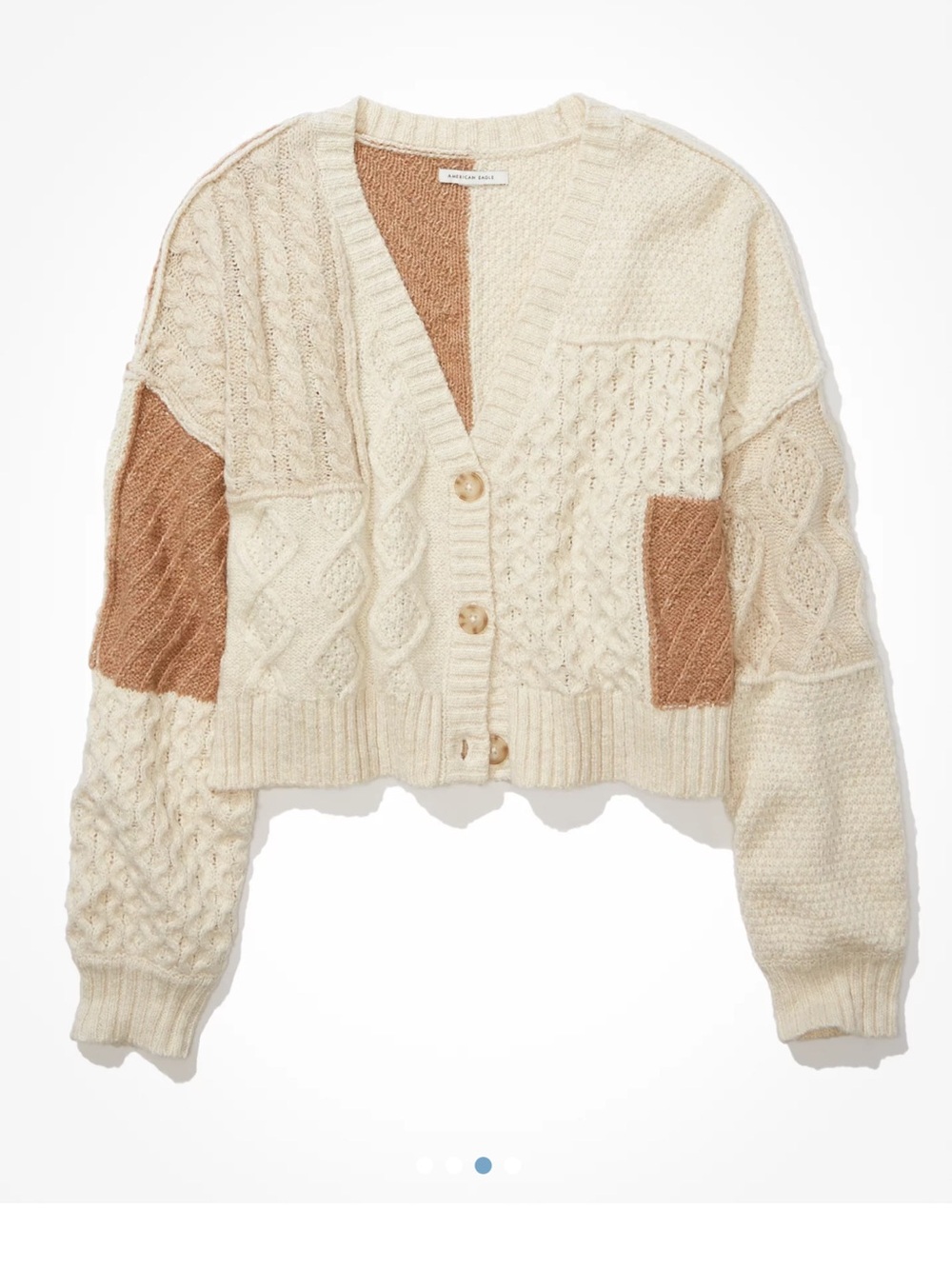 AE Boxy Patchwork Button-Up Cardigan